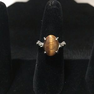 Ring Tiger’s eye silvertone ring , 18/8